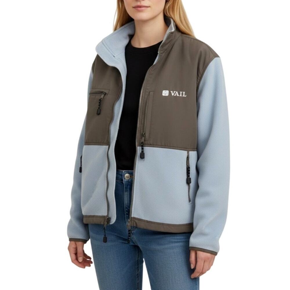 Spring Mountain Women's Medium Blue Gray Vail Colorblock Fleece Jacket